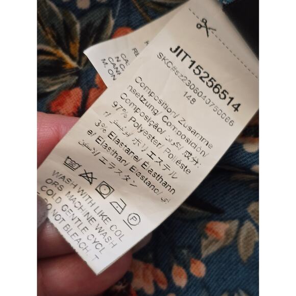 Curvy 4XL Floral A-Line Midi Skirt Navy Red Elastic Waist Cottagecore Plus Size - Picture 7 of 7